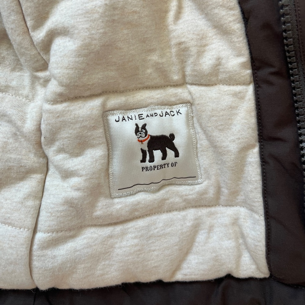 Janie and Jack Brown Hooded Puffer Jacket with Cream Lining - Picture 5 of 5